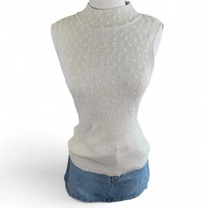 Vintage Cache Sleeveless Mock Neck Sweater Tank Size Medium